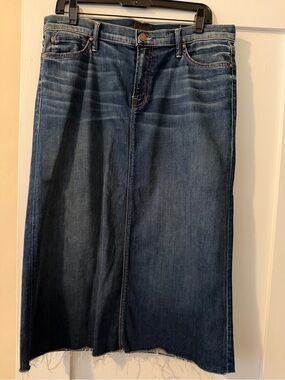 MOTHER Straight Dark Blue Denim Skirt